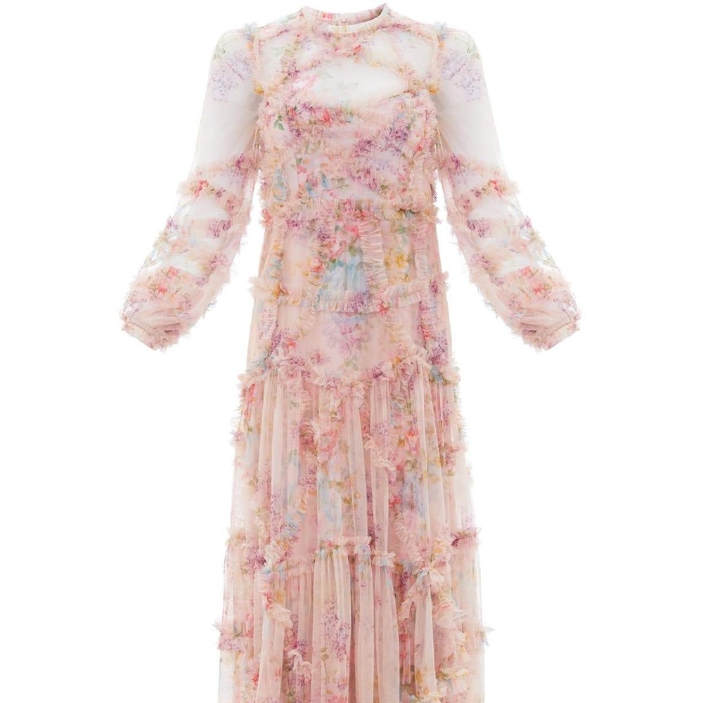 Needle & Thread Floral Diamond Ruffle Gown - Picture 2 of 8